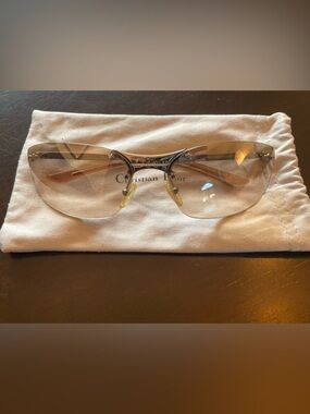 Dior Rimless Sunglasses with Amber-Tinted Lenses Y2K